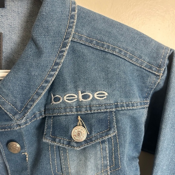 Bebe Girls 7-8 crop denim coat new condition- did not fit - Picture 3 of 11